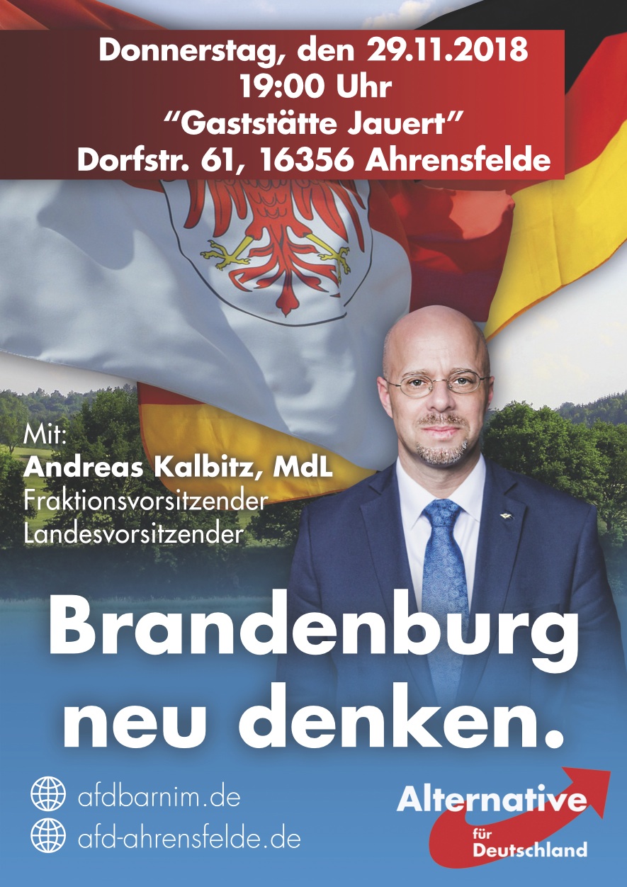 29.11.2018: +++ Andreas Kalbitz kommt nach Ahrensfelde! +++