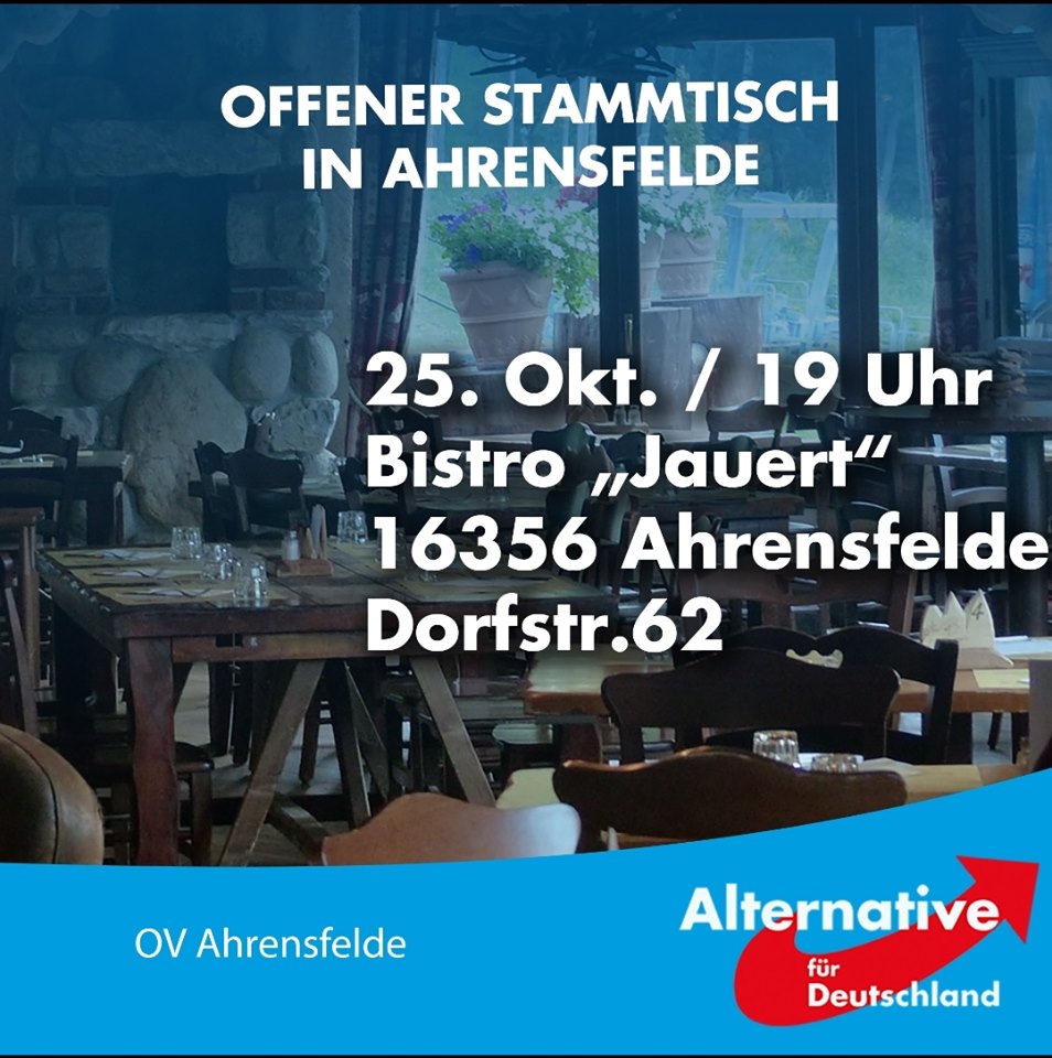 +++ Offener Stammtisch der AfD in Ahrensfelde +++